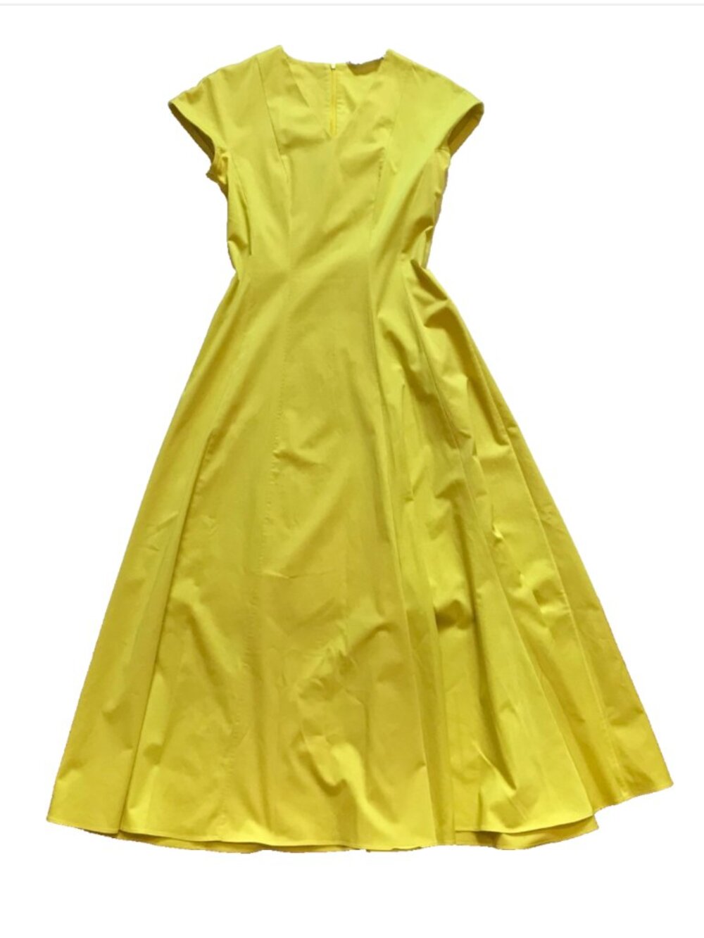 Le Sarte Pettegole Maxi Dress Womens 40 US 4 Chartreuse Yellow V-Neck Cotton